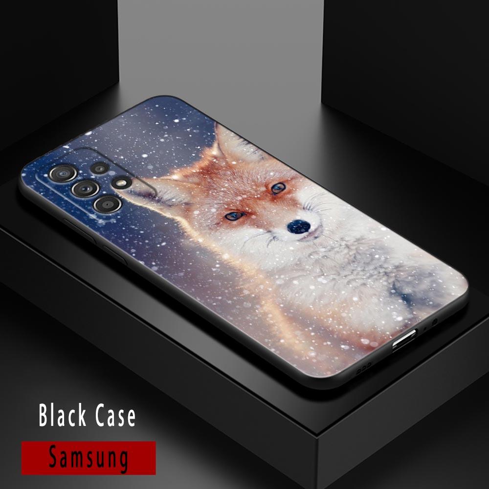 Милые чехлы с животными-лисами для Samsung Galaxy A52 5G Funda A13 A54 A52s A53 A72 A73 A33 A23 A32 A51 A71 Мягкий ТПУ Силиконовый Черный Чехол