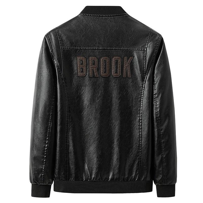 Large size men's leather jacket autumn new slim fit handsome popular men's clothing casual men's leather jacket