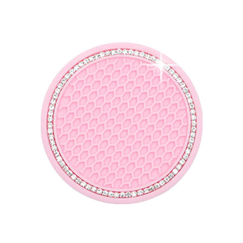 Car Non-slip Water Cup Pad Diamond Rhinestone Bling Decoration Auto Interior Cup Bottle Anti-skid Rubber Mat Car Accessories