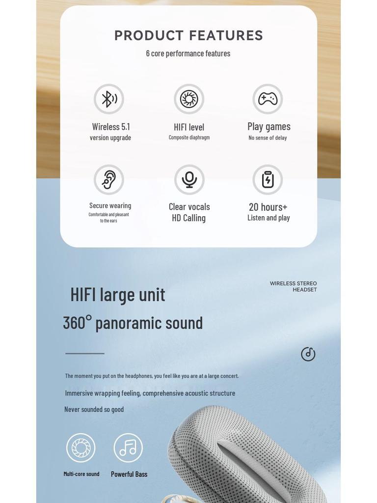 P9PROMAX Over-Ear Bluetooth Headphones, Type-C, Ultra-Long Battery Life Wireless Earbuds