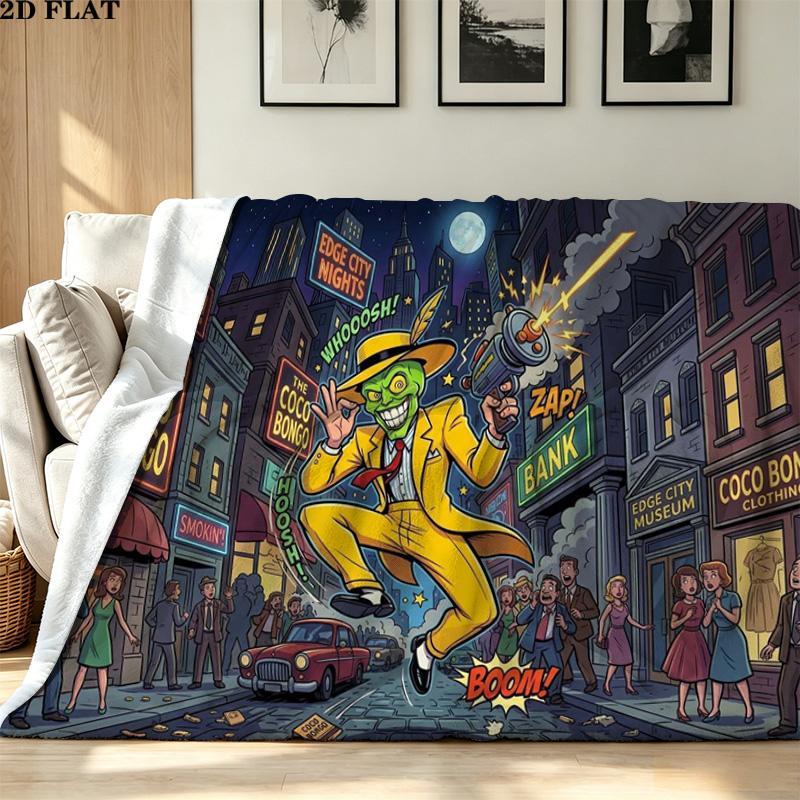 The mask Print Flannel Blanket High Quality Warm Comfortable Cover for All Seasons Perfect for Gifts Home Decor