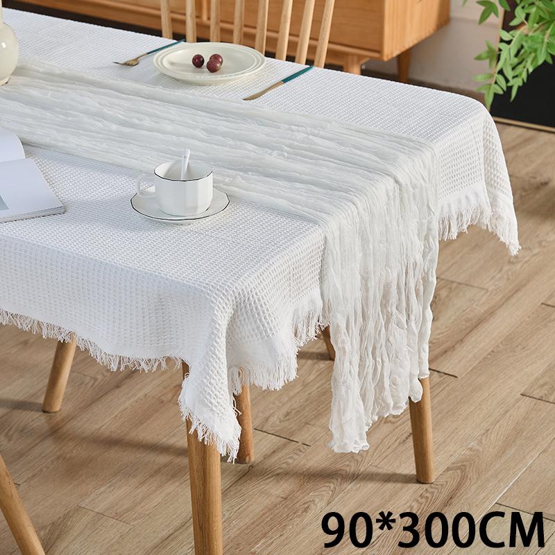 Скатерть-дорожка из марли 180*90/90*340 см, полупрозрачная жатая скатерть в стиле бохо/рустик, для девичника.