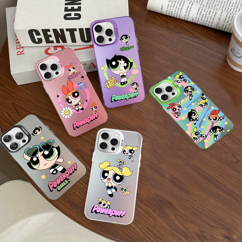 Cartoon Powerpuffs Girls Phone Case For IPhone 16 15 14 13 12 11 Pro Max X XR XSMAX 8 7 Plus Matte Shockproof Back Cover