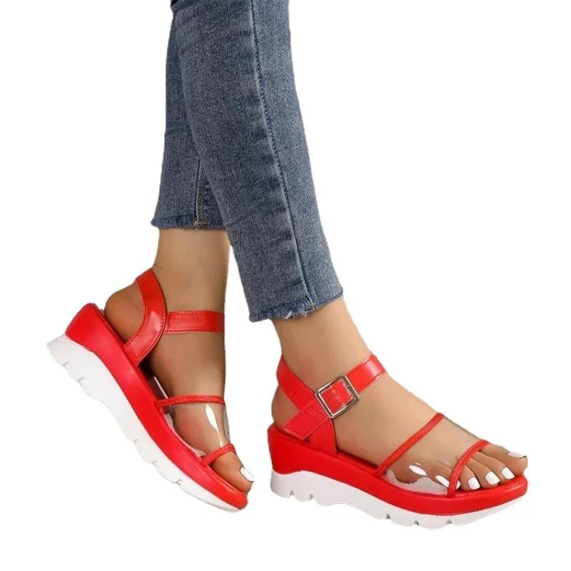 Fashion Women Heels Sandals with Platform Shoes 2024 Summer Casual Wedges Shoes for Women Outdoor Beach Roman Sandals Sandalias Mujer