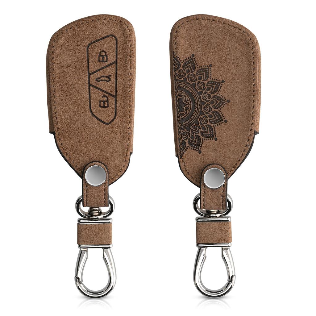 kwmobile Чехол для ключа автомобиля VWGolf 8 3-кнопочный ключ автомобиля совместимый-кожаный чехол для ключа чехол для ключа автомобиля защитный чехол коричневый