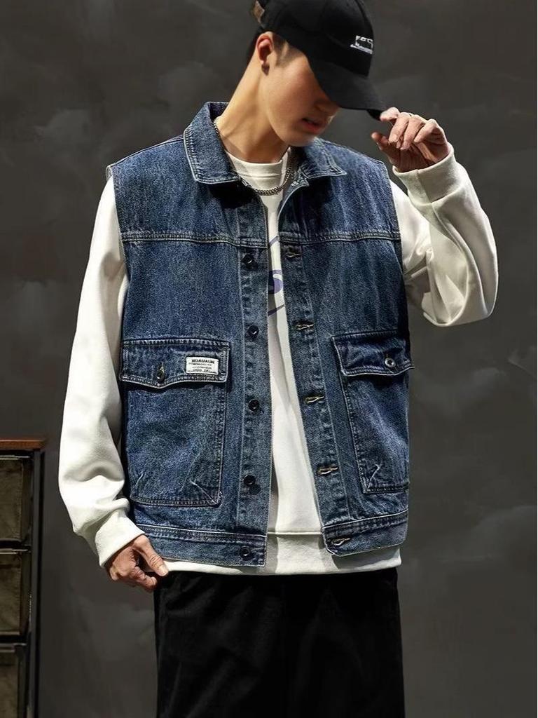 Мужской джинсовый жилет свободного кроя - Коллекция Весна 2025, XL