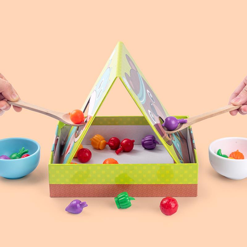 Children'S Play House Feeding Game Puzzle Early Education Baby Chopsticks Spoon Eating Training Parent-Child Board Game Wooden Toy