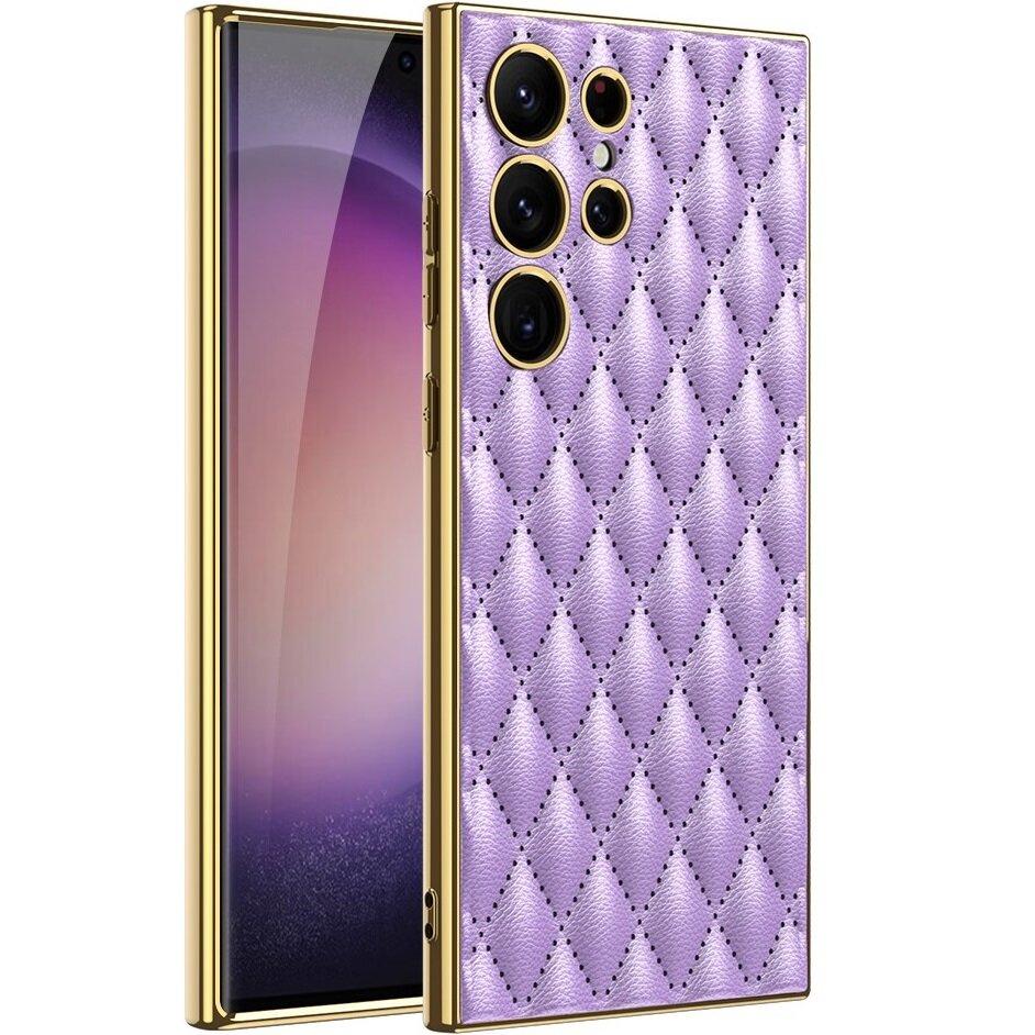 Case for Samsung Galaxy S24 Ultra, Leather Rhombus, purple
