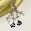 Y2K стильный черный кот бант брелок Ins стиль бисерный брелок сумка кулон украшение наушники камера подвеска автомобильный ключ аксессуары
