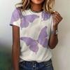 Women's Clothing T-shirt Crew Neck Fashion Short Sleeve Summer Casual Top 3D Butterfly Print Loose Breathable Women's T-shirt