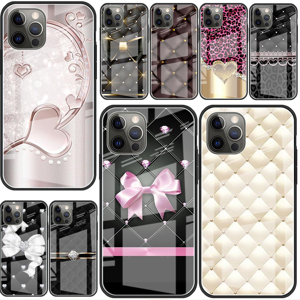 Стеклянный чехол для Apple iPhone 14 13 Pro 11 12 7 8 Plus SE 2022 XR X XS Max 6 6S закаленный чехол для телефона Love Bow
