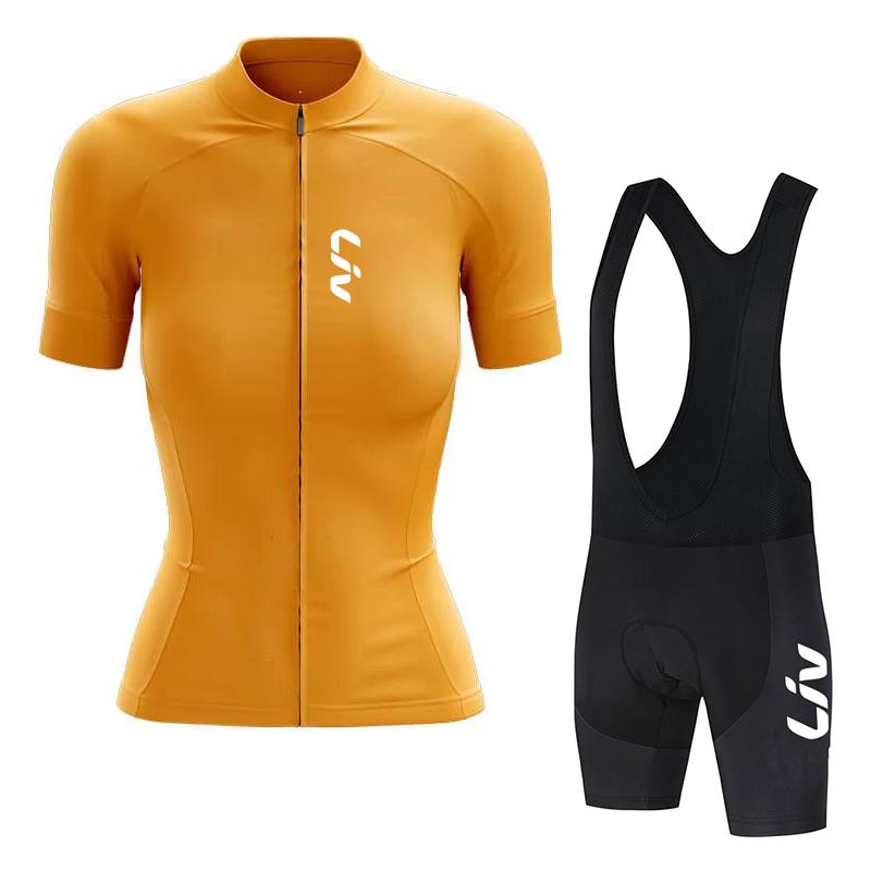 Женский летний комплект велосипедной одежды LIV Cycling Jersey с коротким рукавом для шоссейных гонок Велосипедная рубашка Костюм Велосипедные шорты на лямках
