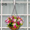 Подвесная корзина для искусственных цветов, искусственные цветы в корзине, устойчивая к ультрафиолетовому излучению, искусственная цветочная корзина с цепями для декора дома, сада, патио