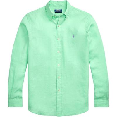 Polo Однотонная рубашка свободного кроя с длинным рукавом для мужчин рубашки Светло-зеленый MNPOWOV16824246-400