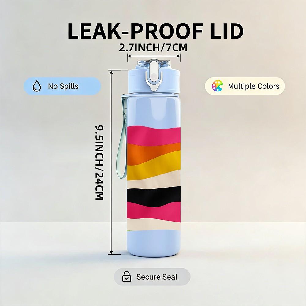 1PC Pride Flag Horizontal Art 750ml Color Plastic Sports Water Bottle Leakproof Flip Straw Lid Suitable for Sports Office Home Use