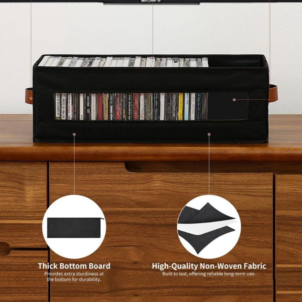 Visible Window Stackable CD Case with Handles CD Holder Premium CD Storage Box Audio Collection