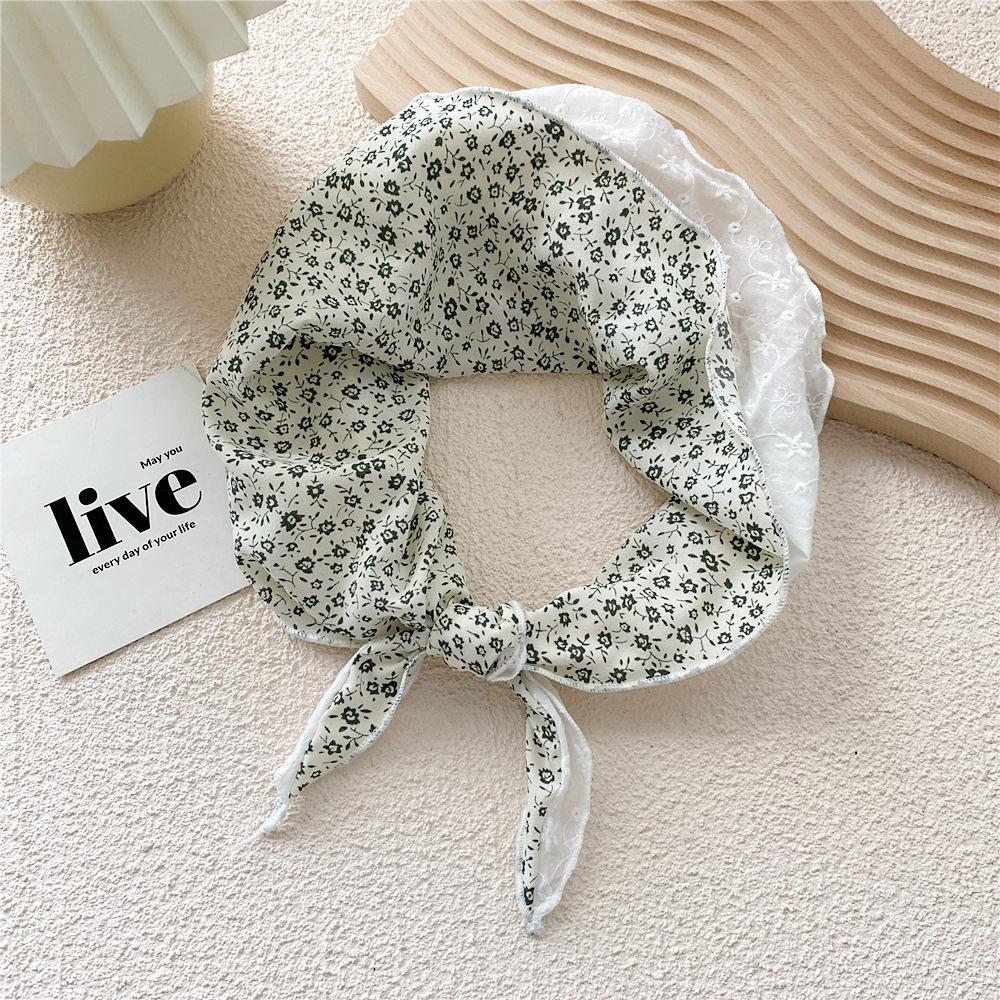 Cotton And Linen Small Square Scarf Silk Scarf Women'S Spring And Autumn New Style Artistic And Versatile Fashionable Temperament Headband Scarf
