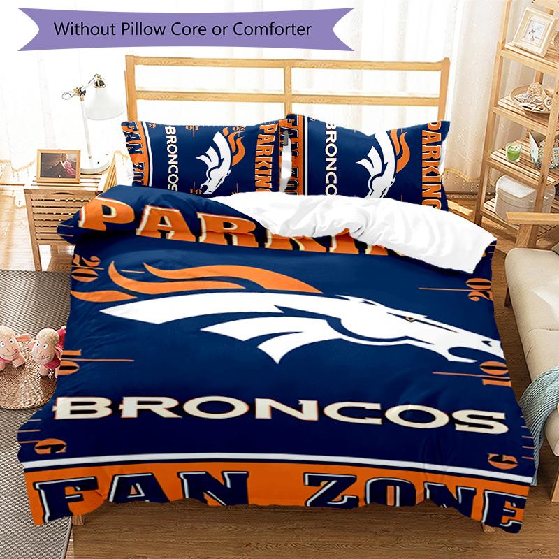 3pcs Denver Broncos LOGO pattern bedding set duvet cover set includes duvet cover &pillowcases, perfect all season bedroom decoration & gift