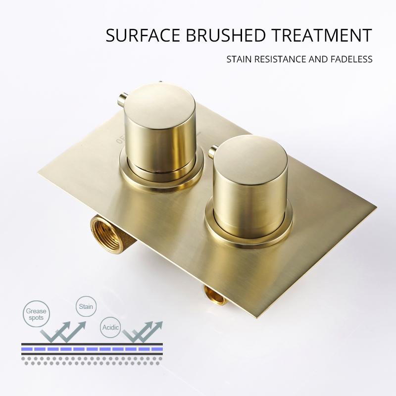 Bursh Gold термостатический смеситель для душа набор система для ванной комнаты с Rain ручной настенный смеситель класса люкс со скрытым переключателем