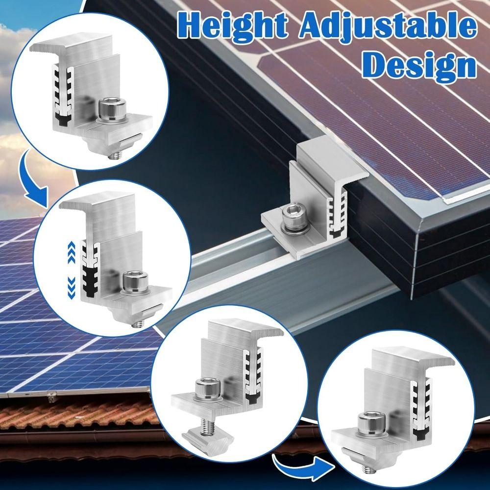 4Pcs Adjustable Solar Panel Mounting Z Brackets Solar Rail End Clamps  Solar System Accessories