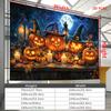 2D Flat - 2D Flat - Halloween Pattern Tapestry Display Pumpkin Candles Witch For Decor Living Room Office Party Decor Wall