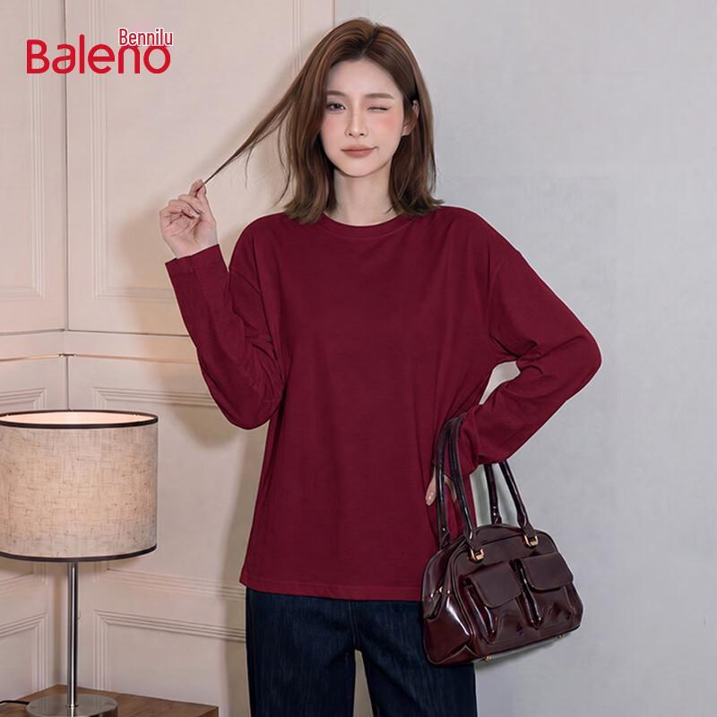 Женская базовая футболка Baleno из чистого хлопка, свободного кроя, с длинным рукавом