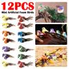 12 шт., пенопластовый декор в виде птицы, дерева, мини-искусственная пенопластовая птица, мини-зажим воробья, украшения для поделок, аксессуары для вечеринок