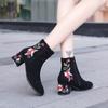 Autumn and winter short boots women's thick heel middle heel Martin boots embroidered short boots warm women's boots