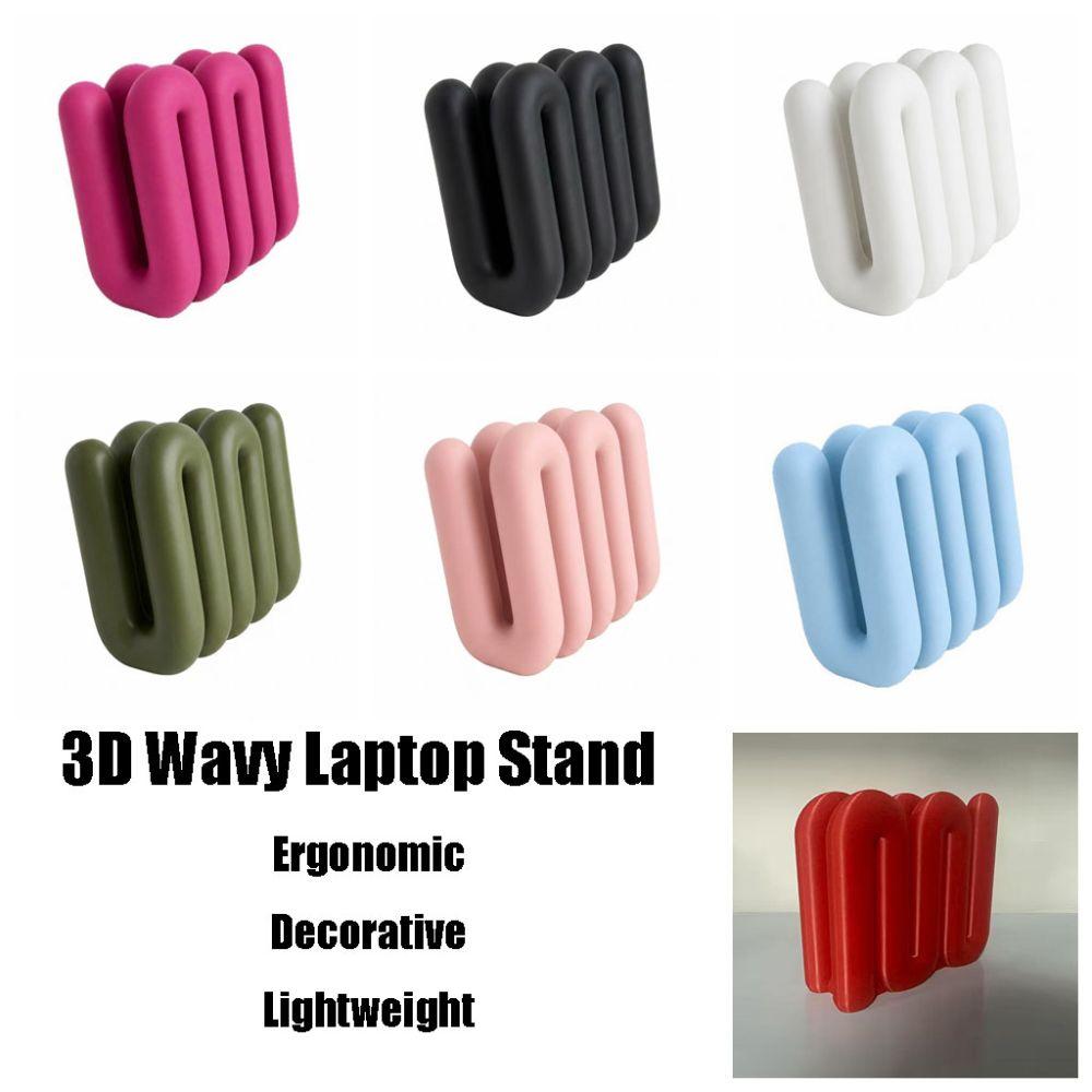 3D Printed Wavy Laptop Stand Ergonomic Desk Organizer Table File Rack Office, Cultural