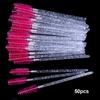Shiny Crystal Disposable Eyelash Applicator 50pcs/Bag with Nylon Mascara Wands Spoolie Brushes for Lash Extension & Makeup Tools