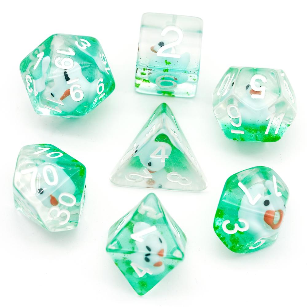 Cusdie Милые Животные Набор Кубиков DnD Из Смолы D4 D6 D8 D10 D% D12 D20 Многогранные Кубики для D&D Pathfinder Настольных Ролевых Игр