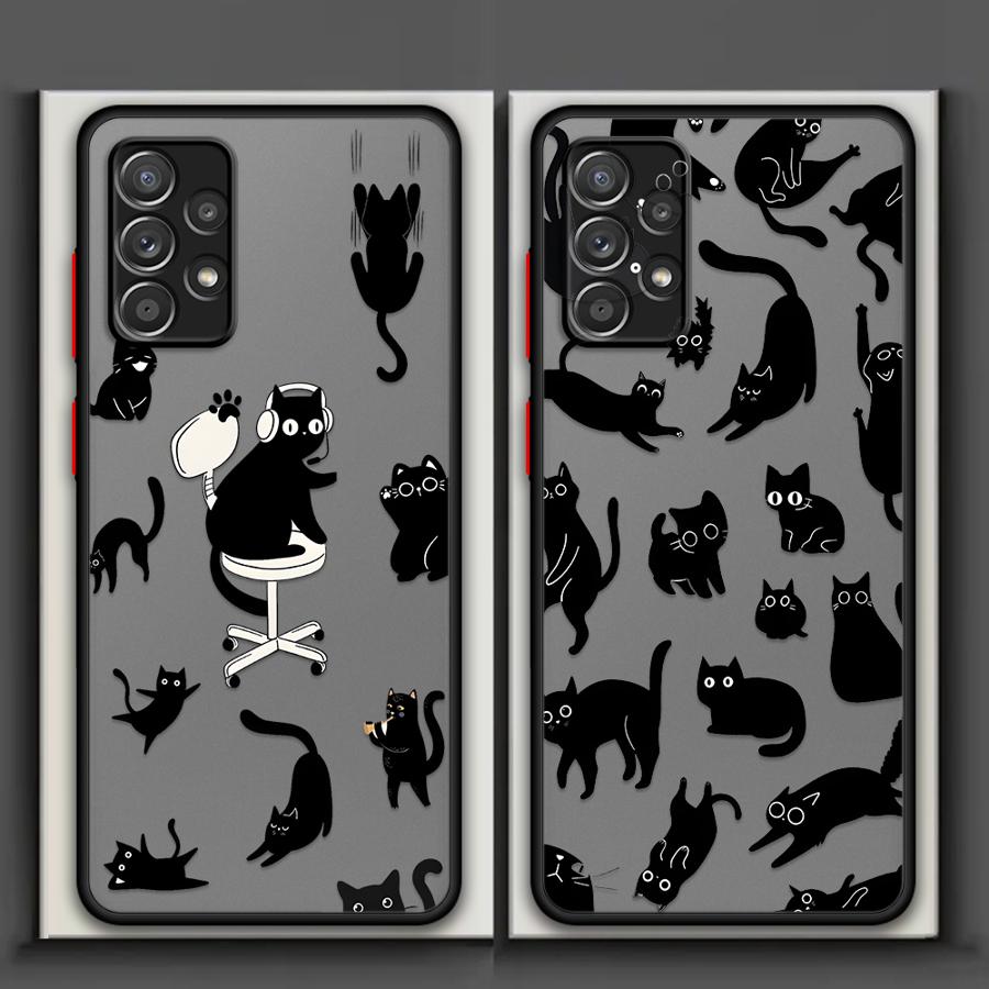 Чехол для Samsung Galaxy A34 A36 A56 A55 A73 A33 A52S A72 A54 A16 A15 A14 A23 A53 A35 A17 A52 Чехол для телефона Милый Мультяшный Кот