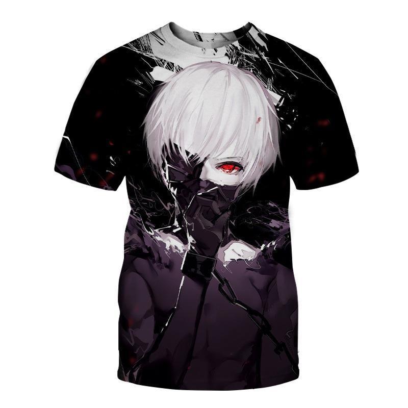 Мужская футболка Tokyo Ghost свободного кроя с цифровой 3D-печатью, с круглым вырезом и короткими рукавами
