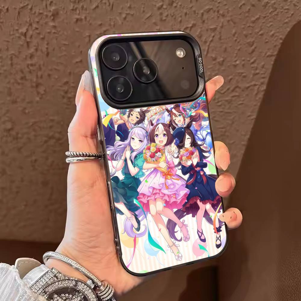Чехол для телефона P-Pretty Derby Uma Musume для iPhone 17,16,15,14,13,12,11, Pro Max, Plus, Конфетное серебристое покрытие