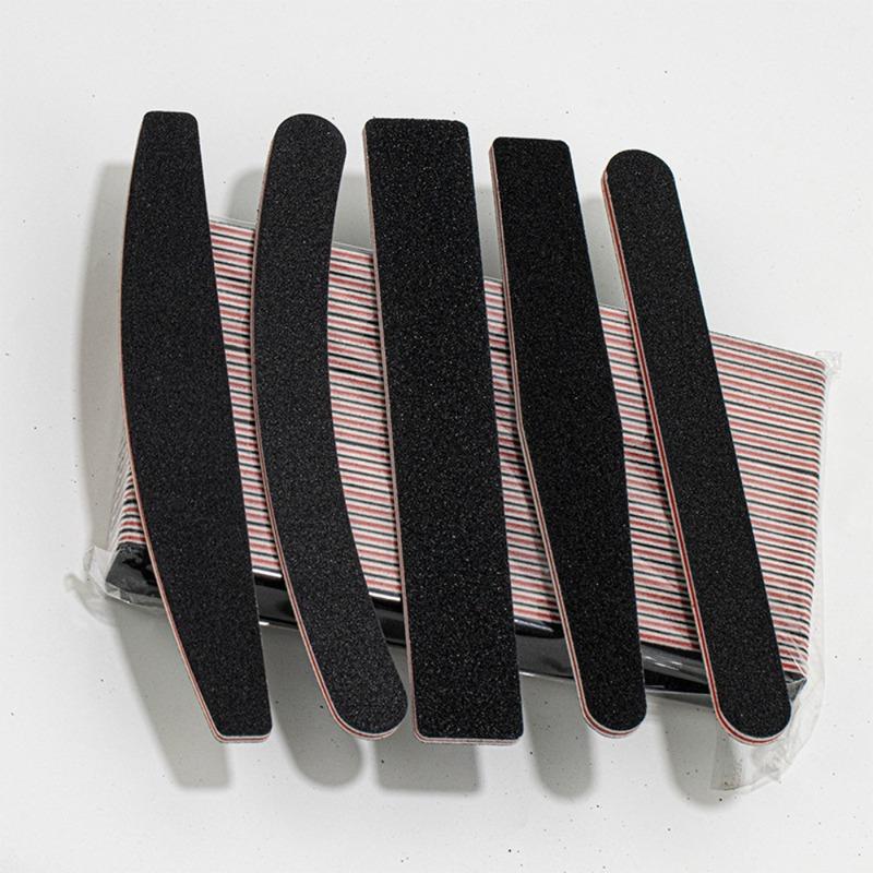 RHJB 25 Штук Черные Пилки и Бафы для Ногтей 100/180 Зернистости Профессиональные Двусторонние Наждачные Дощечки Инструмент для Маникюра для Акриловых Ногтей