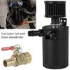 Universal Black Anodized 2 Port Oil Catch Can Tank Fuel Tank Racing Baffled with Drain Valve Air Oil Separator