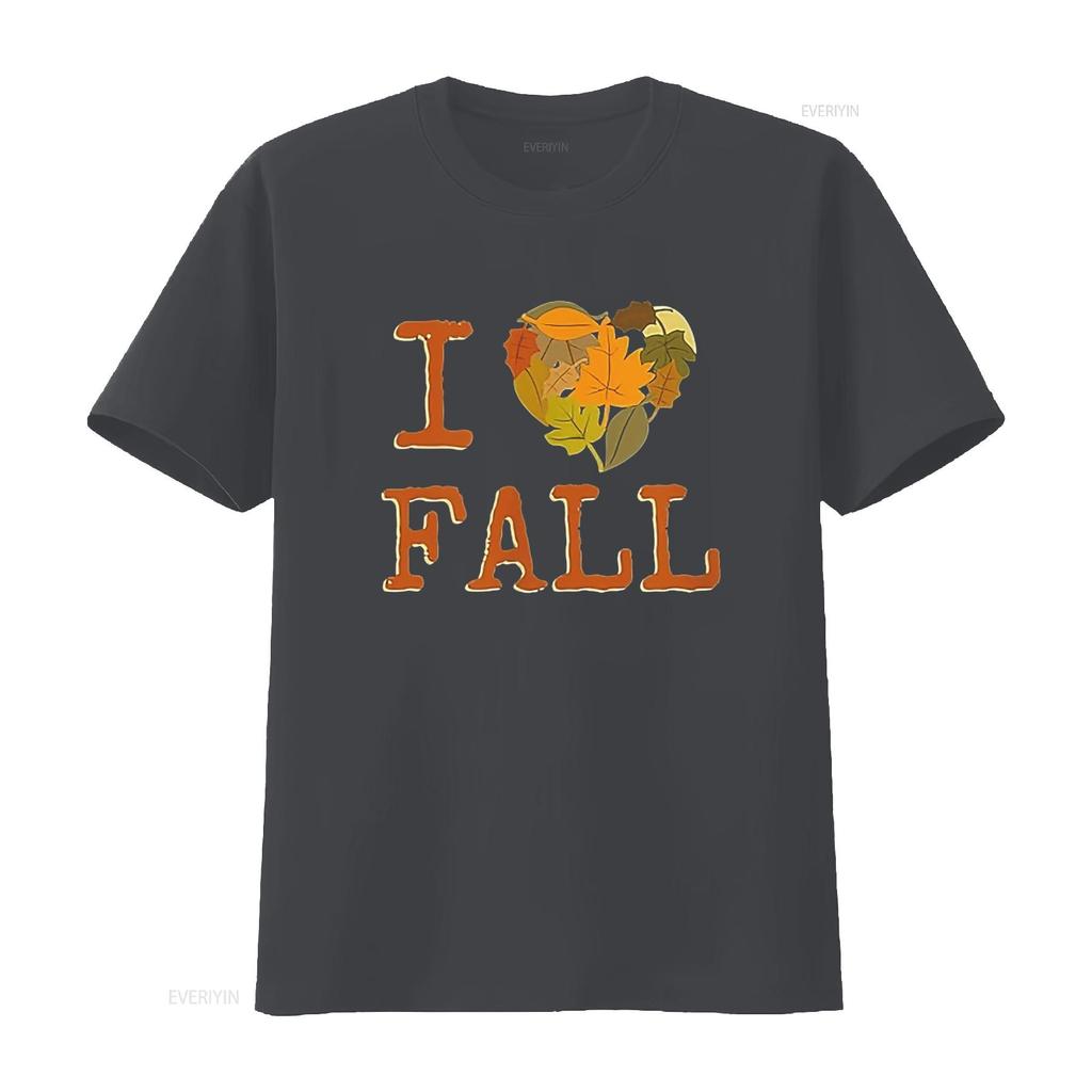 Мужская футболка I LOVE FALL для любителей Осени и падающих листьев Черная 2XL винтажная Стирка Комфортная Слегка