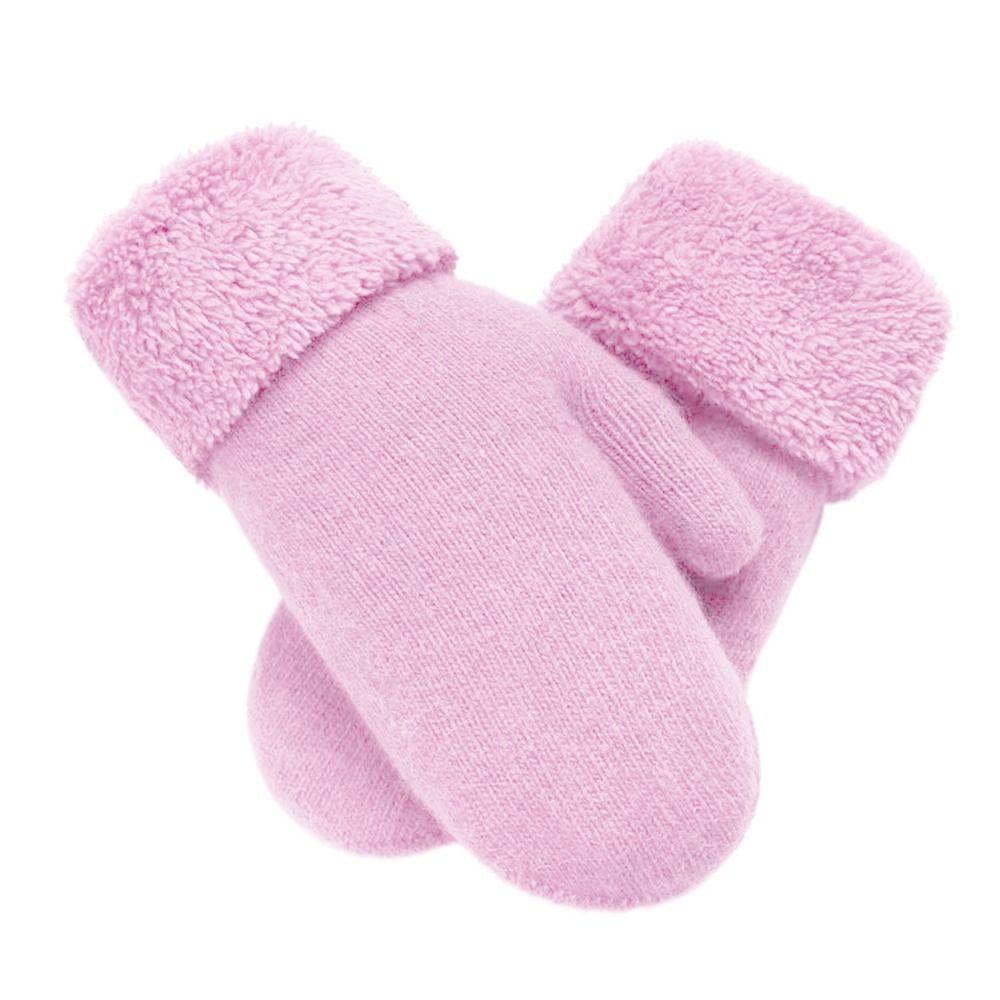 Wool Cashmere Plush Mittens Thicken Winter Hand Protection Solid color Full Finger Gloves  Driving