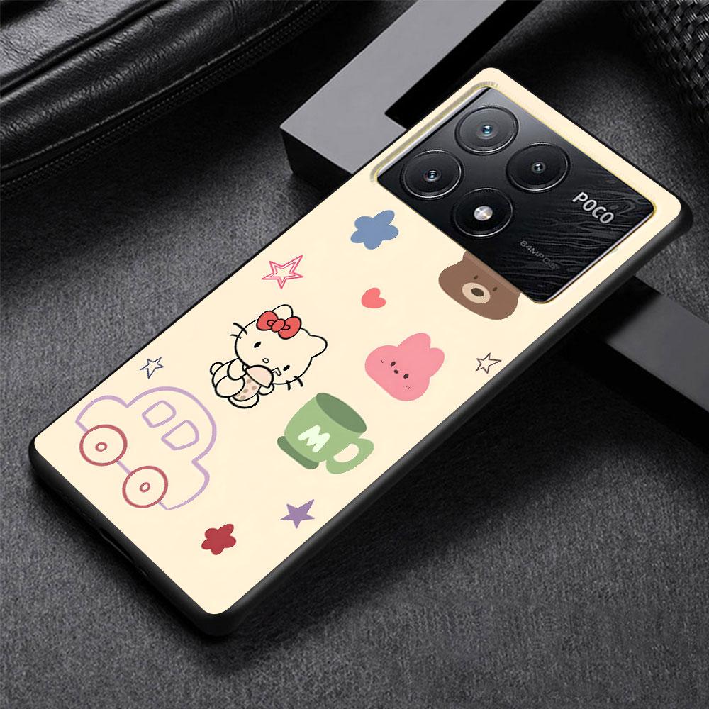 Hello Kitty Lovely Case for Xiaomi Poco M3 X3 NFC X5 M5s M4 Pro 5G F3 Black Silicone Soft Phone Cover Coque