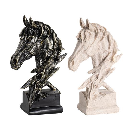 Vintage Style Horse Head Statue Collectible Resin Figurine Rustic Animal Bust Sculpture for Home Office Desk Decor