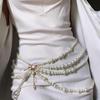 Винтажная многослойная поясная цепочка с кисточками из жемчуга - Женский универсальный ремень-цепочка для тела