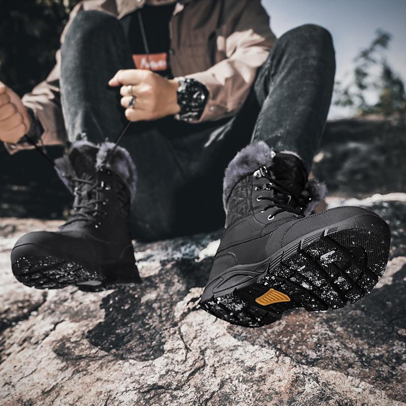 Мужские зимние ботинки для скалолазания, теплые рабочие ботинки для пустыни с мехом, высокие походные ботинки большого размера