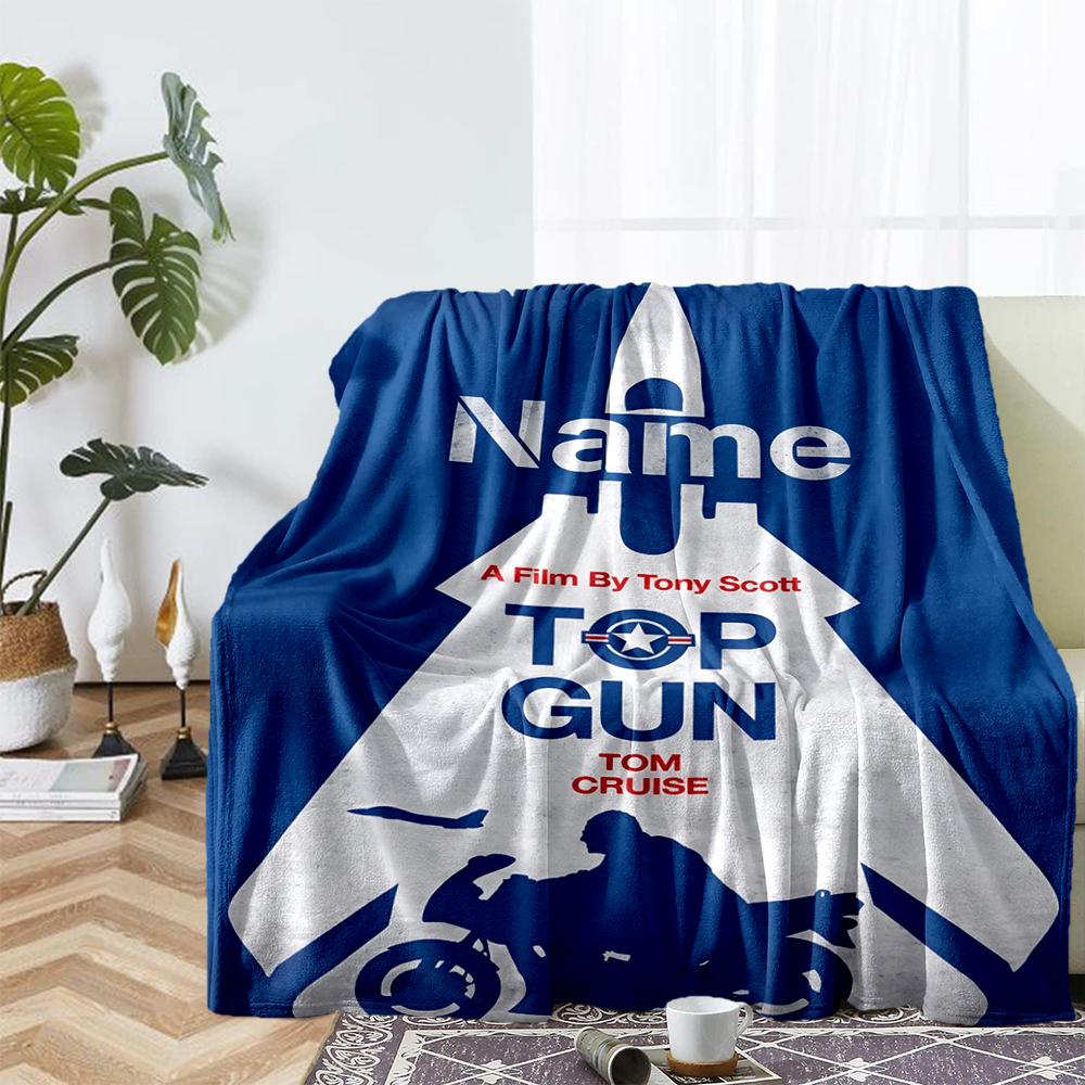 Custom Name Top Gun Theme Printed Blanket - Perfect for Couch, Bed, Travel & Outdoor Use | Machine Washable, Cozy & Durable.