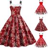 Женское рождественское платье с принтом, красное платье без рукавов
