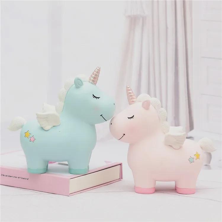 Resin Unicorn Piggy Bank - Cute Children's Room Ornament & Student Desk Decor Gift