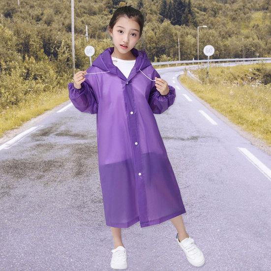 Children Raincoat Convenient Portable Drawstring Design Rainproof Long Kids Hooded Poncho Outdoor Supply