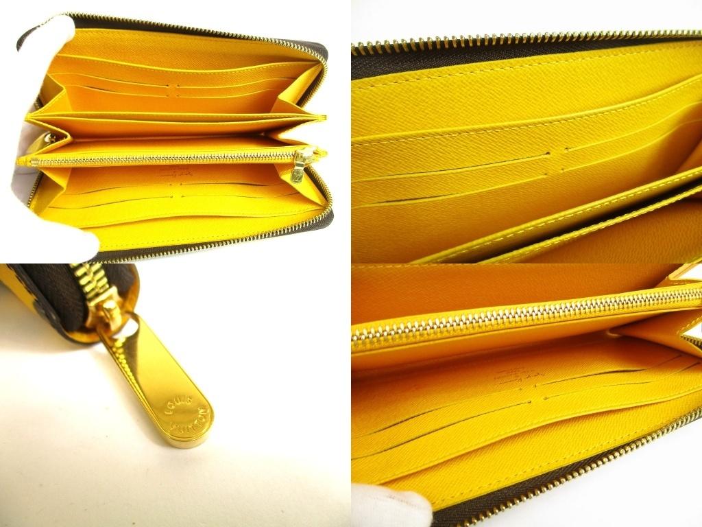 Authentic LOUIS VUITTON Monogram Yellow Leather Kusama Yayoi Dots Zippy Wallet #b048  Open box