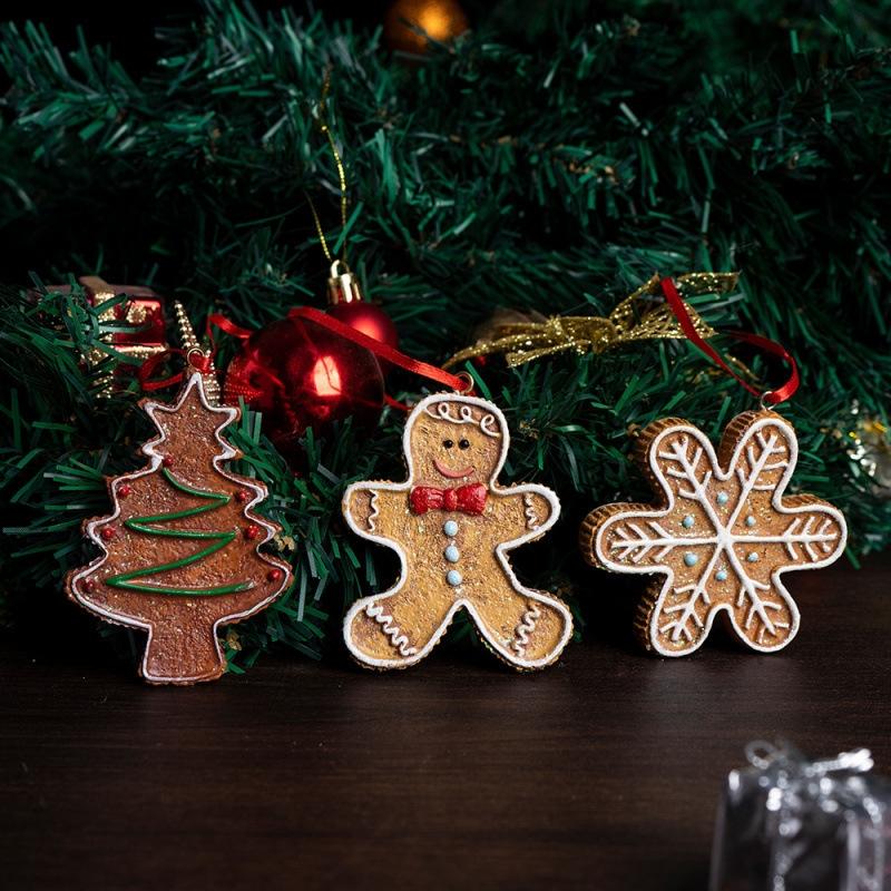 Christmas Tree Resin Hanging Ornaments Snowflake Gingerbread Reindeer Bear For Home Table Party Kids Festive Holiday Gift