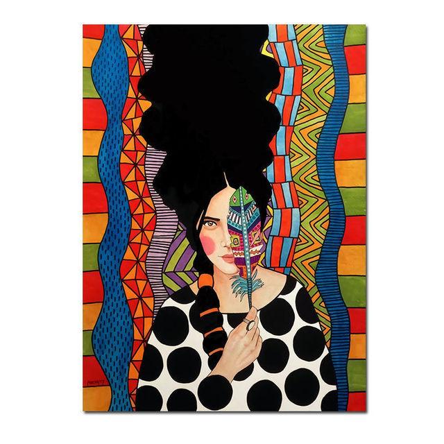 Скандинавская абстрактная девушка, цветок, птица, холст, картина, печать плакатов, винтажная настенная художественная картина для гостиной, домашний декор, Cuadros, без рамки