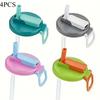 4PCS Reusable Soft Drink Can Lid, Four Colors, Can Be Used for Beverages, Juices and Soft Drinks, and Comes with a Straw